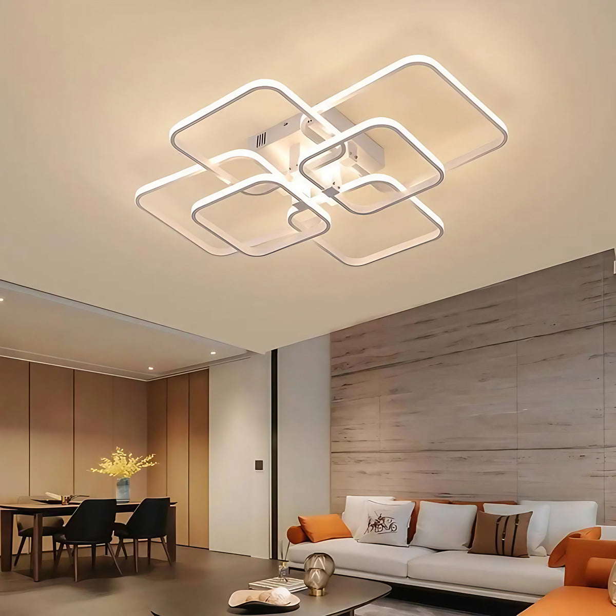 Plafonnier LED rectangulaire, noir ou blanc, blanc