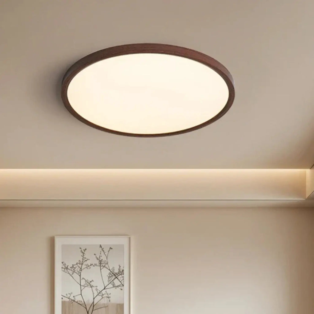 Plafonnier LED rond effet bois, blanc chaud ou froid