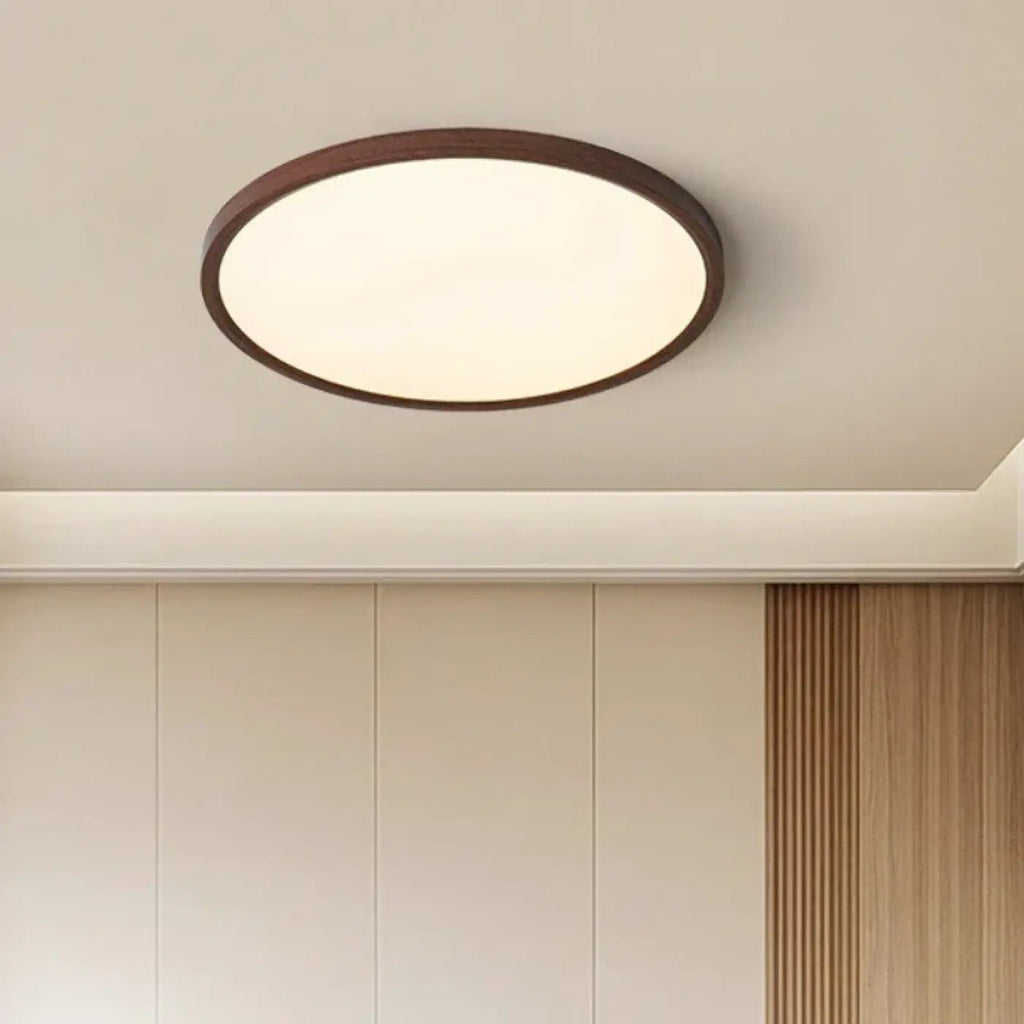 Plafonnier LED rond effet bois, blanc chaud ou froid