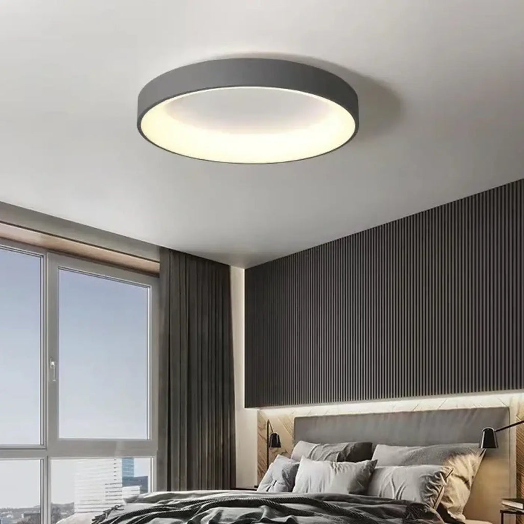 Plafonnier rond ultra fin, blanc, noir ou gris, trois tailles