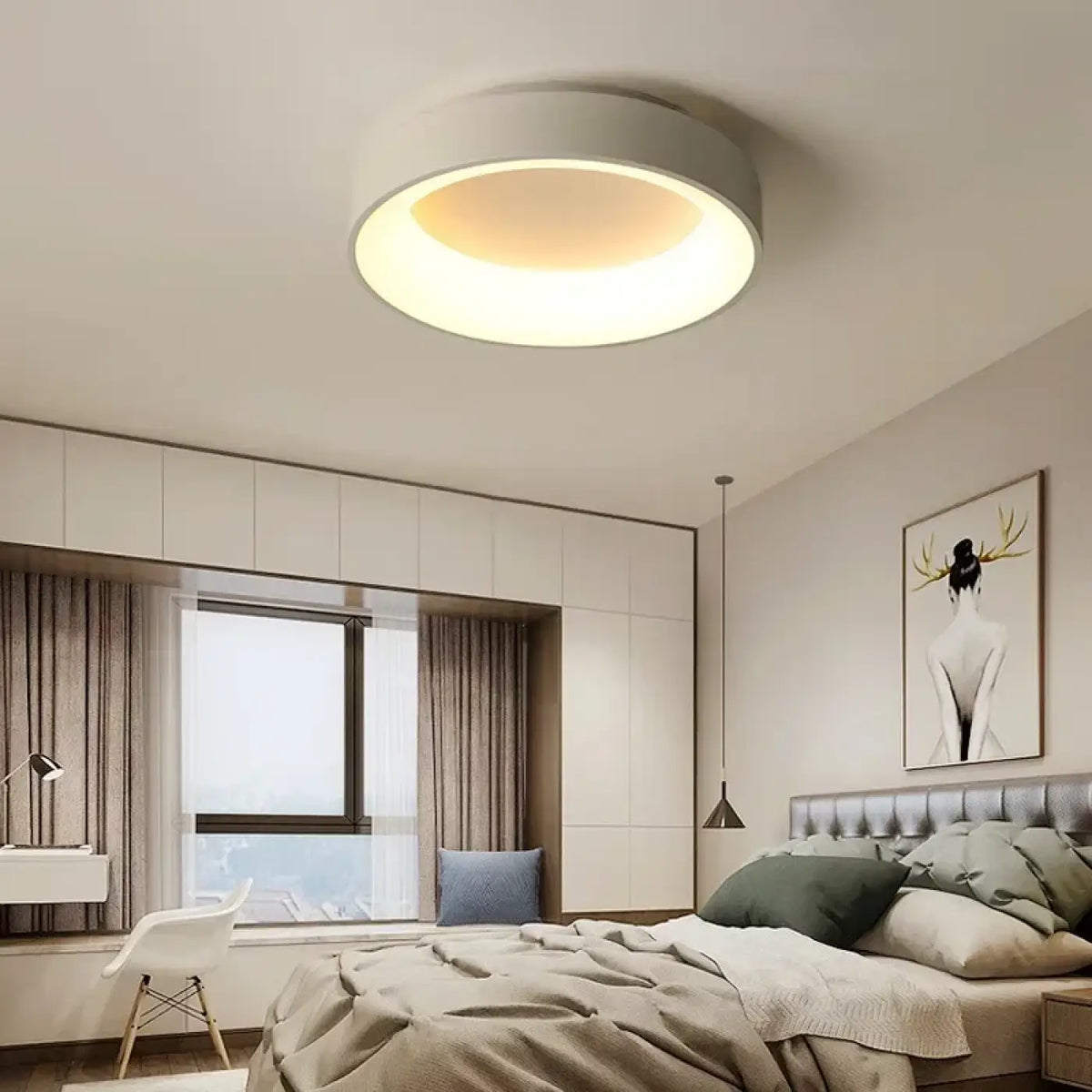 Plafonnier rond ultra fin, blanc, noir ou gris, trois tailles