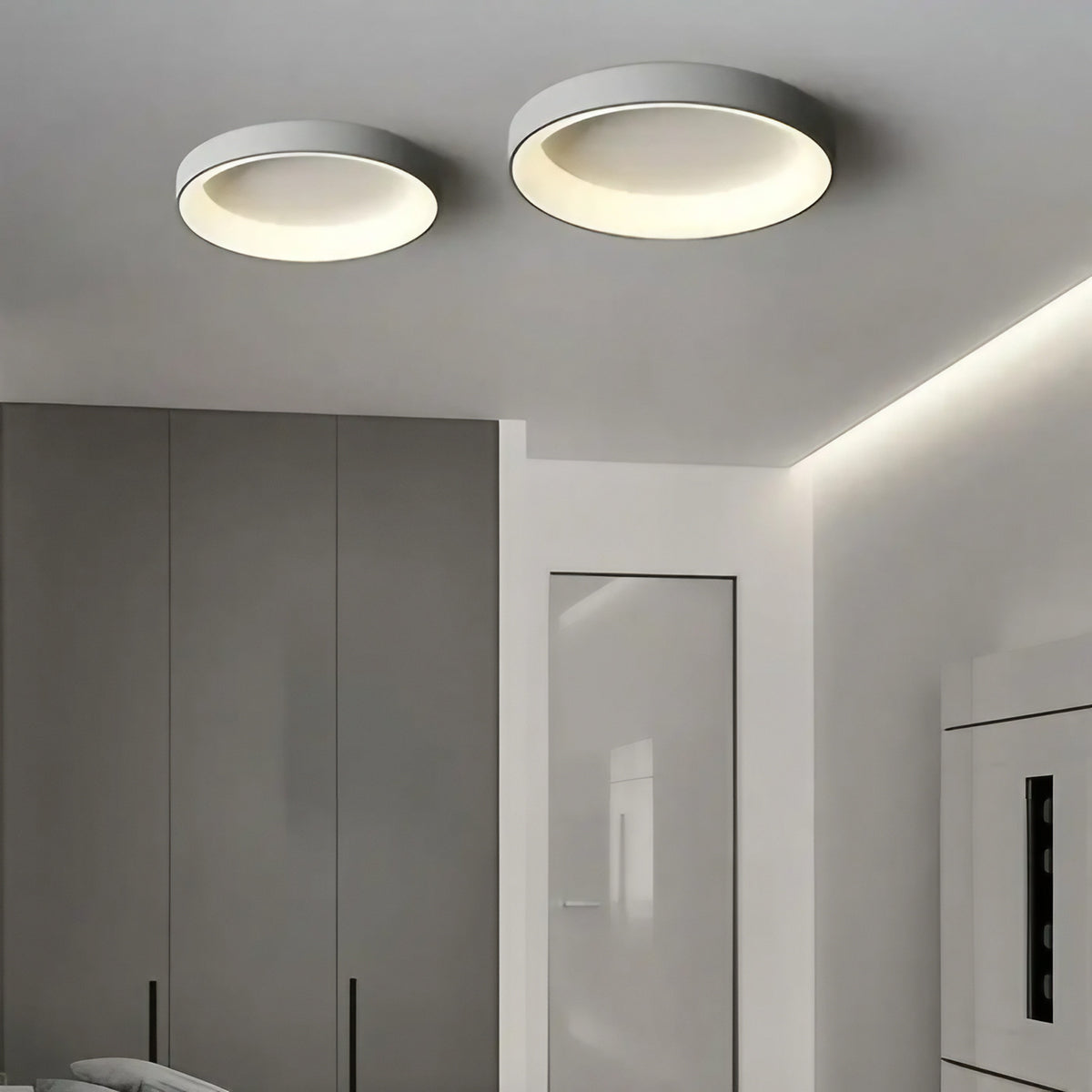Plafonnier rond ultra fin, blanc, noir ou gris, trois tailles