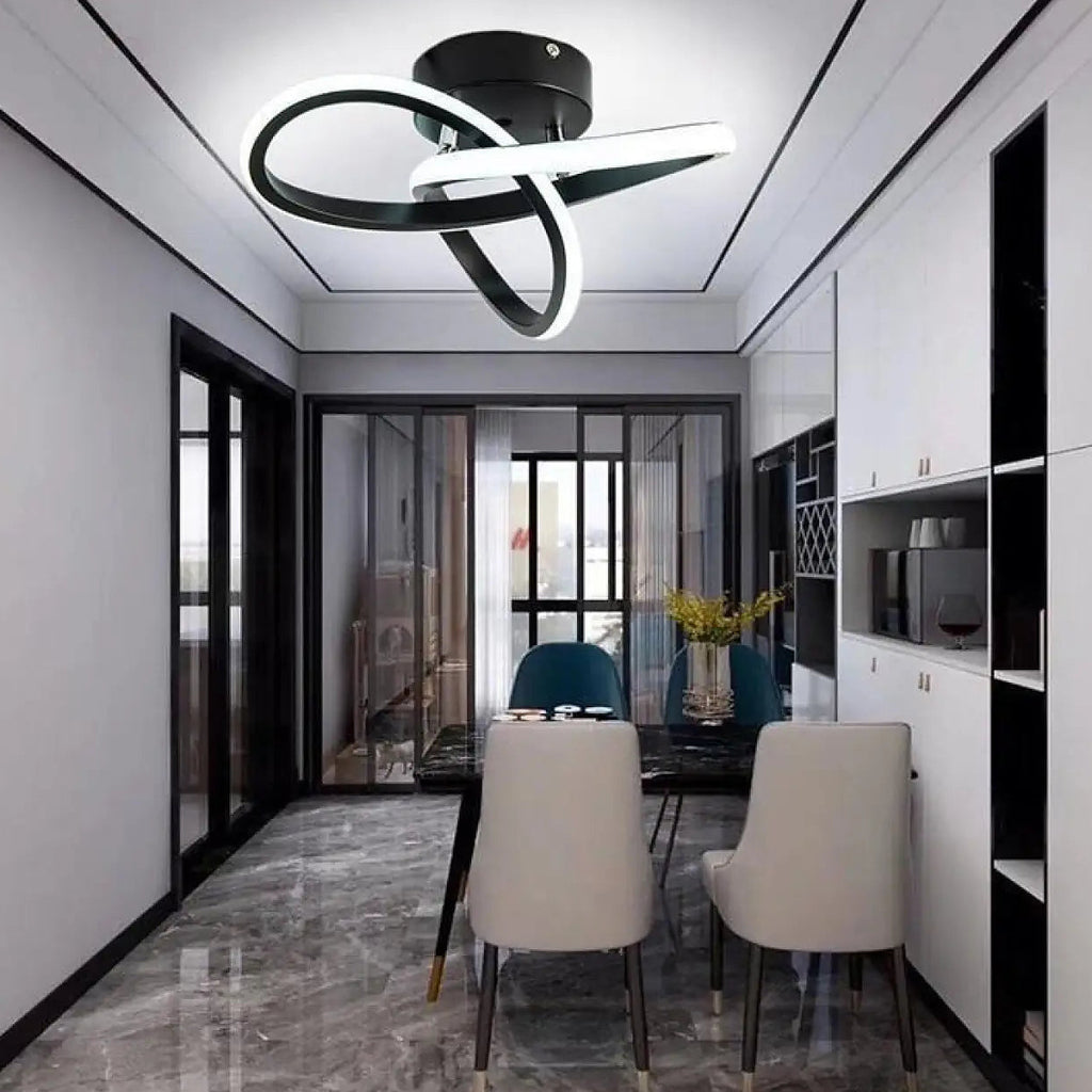 Plafonnier LED de salon à anneaux entrelacés