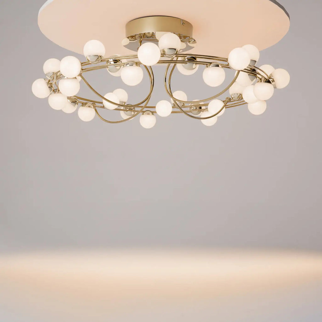 Plafonnier LED grand disque doré en relief, 60 ou 80 cm