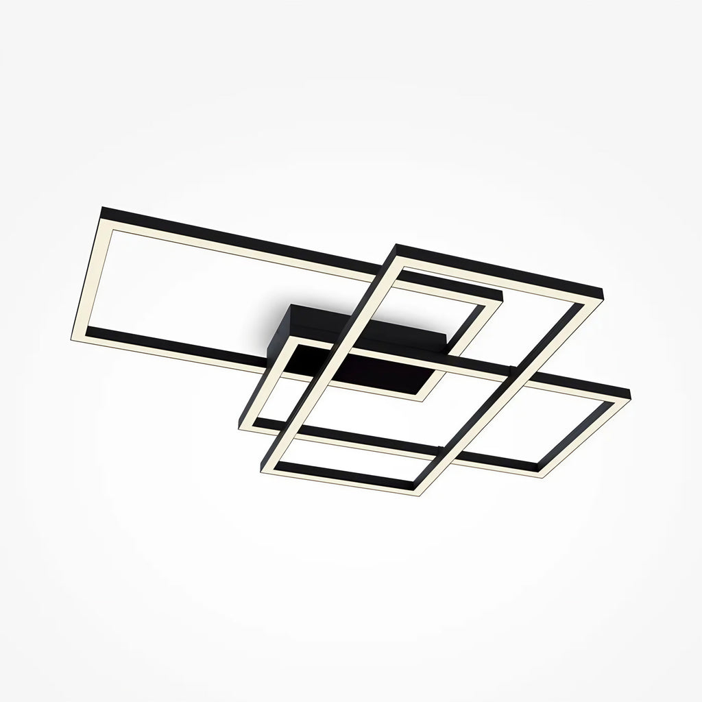 Plafonnier LED à lignes géométriques noires, 78 x 68 cm, 80 W
