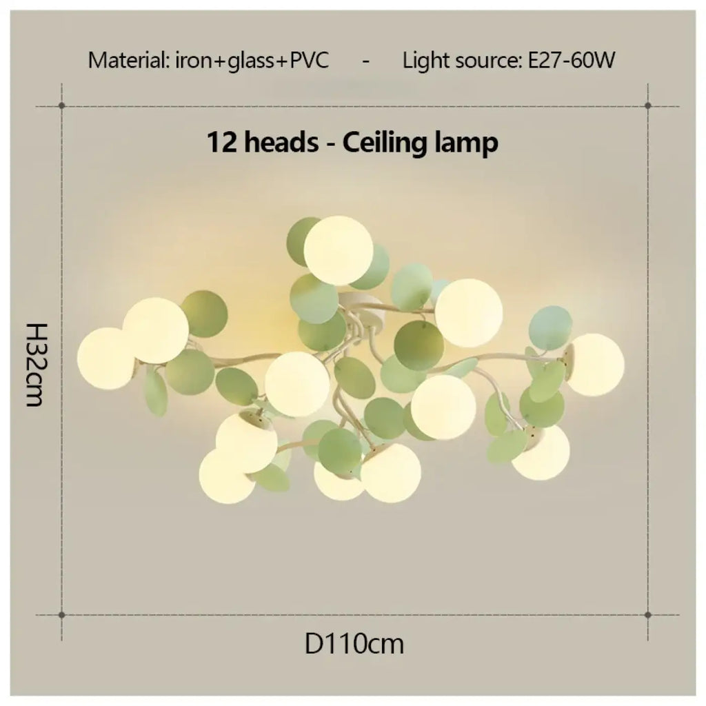 Plafonnier LED à globes vert clair, cinq tailles S à 2XL