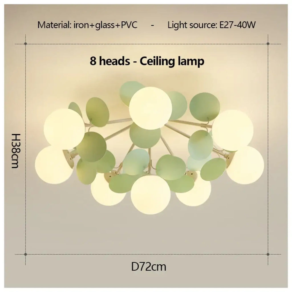 Plafonnier LED à globes vert clair, cinq tailles S à 2XL