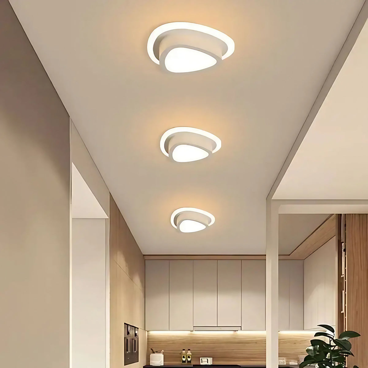 Plafonnier LED à forme sculptée, noir ou blanc, trois modèles, noir