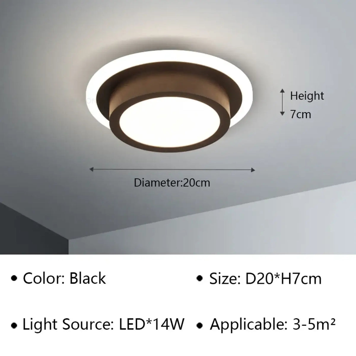 Plafonnier LED à forme sculptée, noir ou blanc, trois modèles