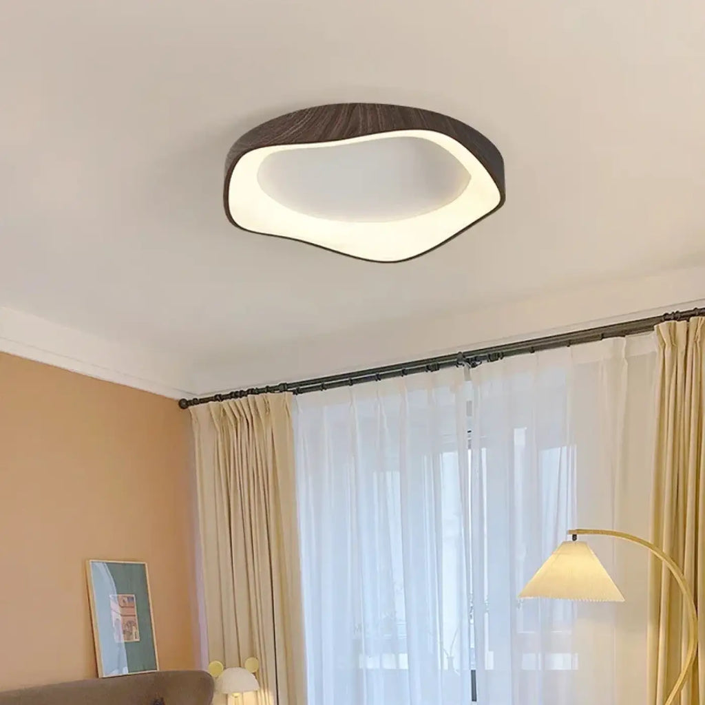 Plafonnier LED contemporain en bois, marron ou beige, marron