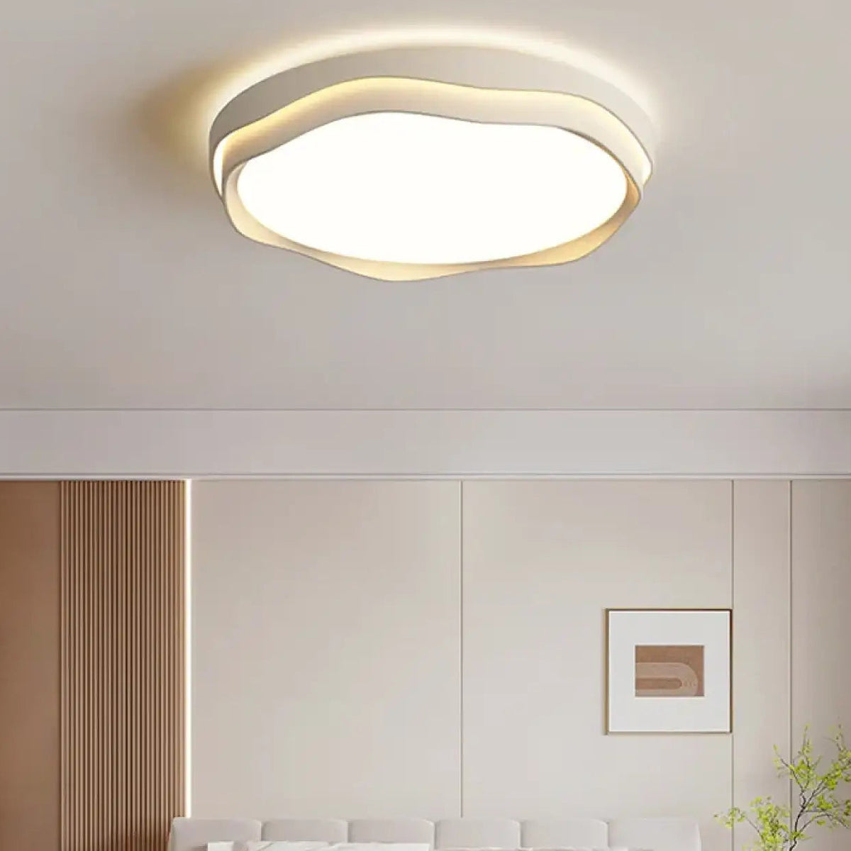 Plafonnier rond en bois courbé, style scandinave
