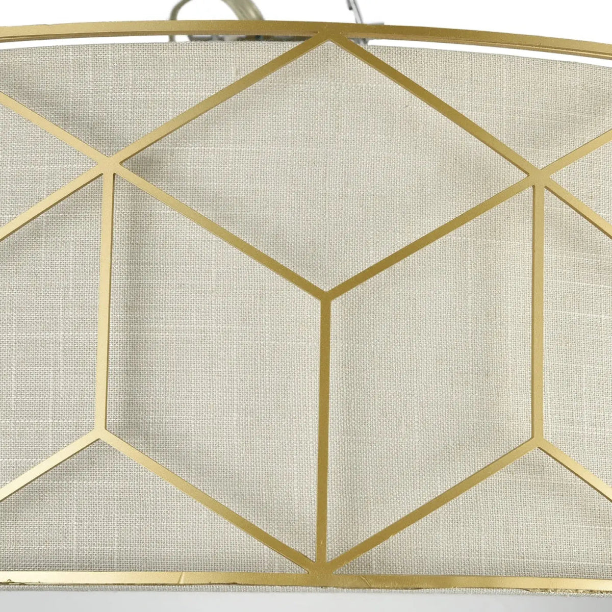 Plafonnier en lin naturel cerclé de doré, 43 ou 57 cm