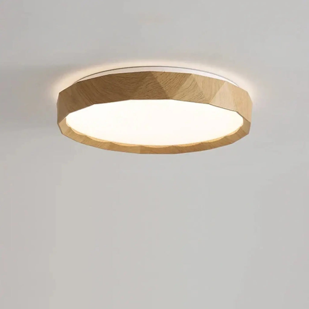Plafonnier LED en métal aspect bois naturel, beige ou marron