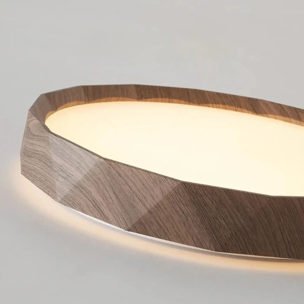 Plafonnier LED en métal aspect bois naturel, beige ou marron