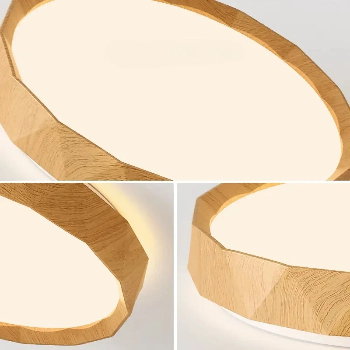 Plafonnier LED en métal aspect bois naturel, beige ou marron