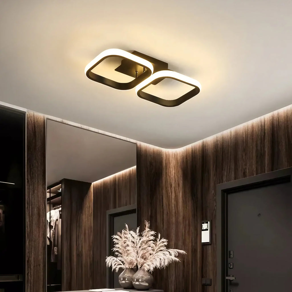 Plafonnier LED minimaliste à cercles ou carrés, 2 ou 3 formes