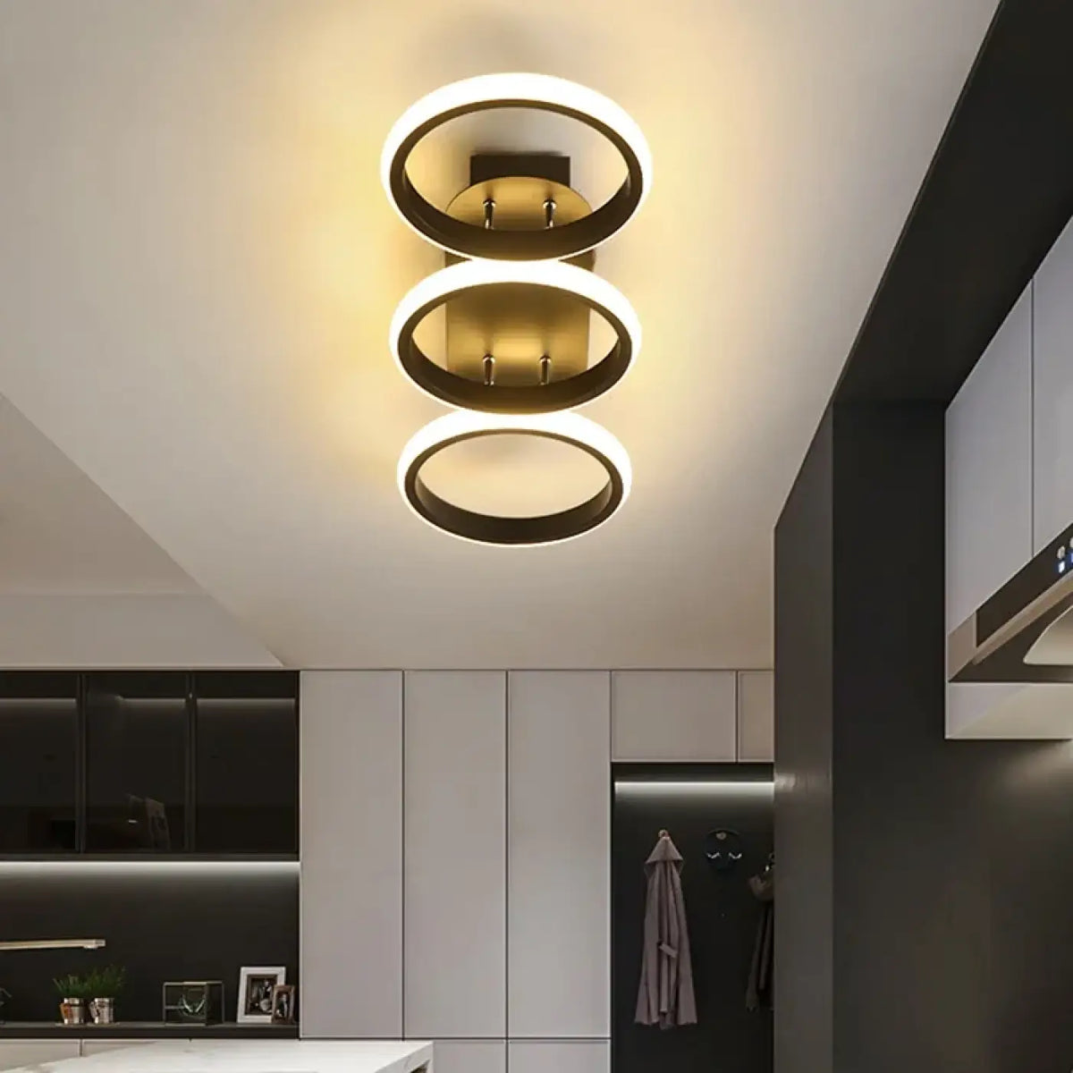 Plafonnier LED minimaliste à cercles ou carrés, 2 ou 3 formes