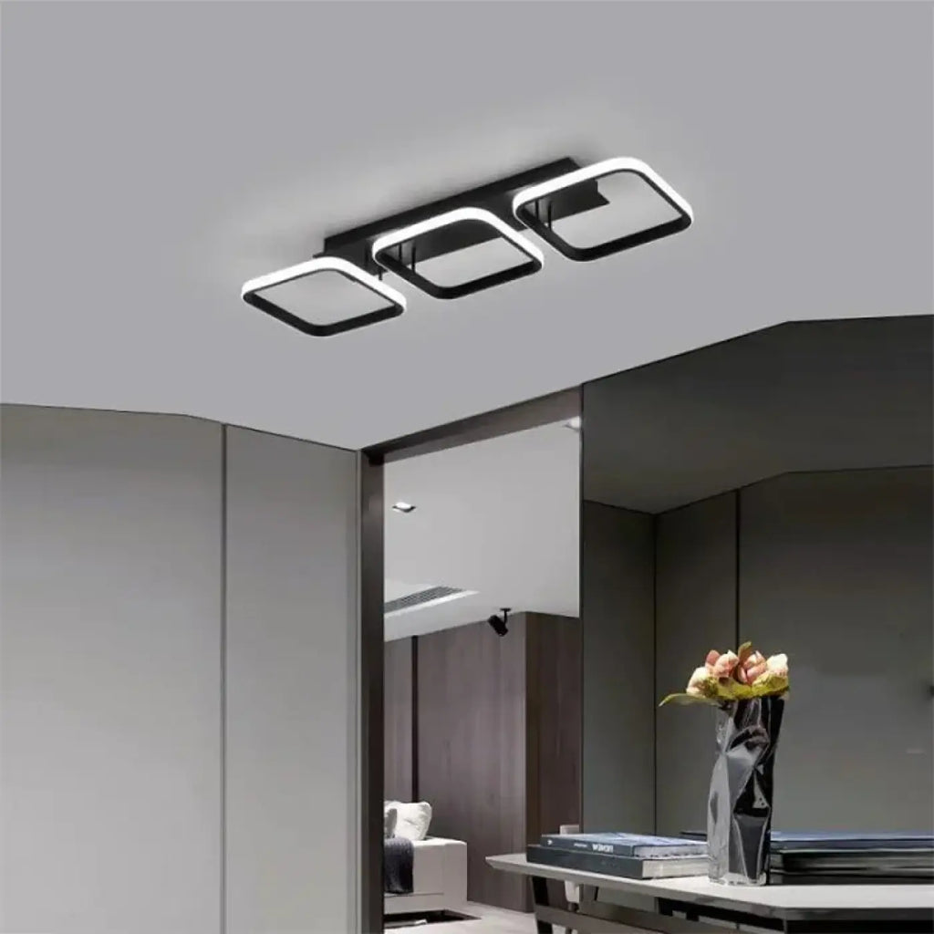 Plafonnier LED minimaliste à cercles ou carrés, 2 ou 3 formes