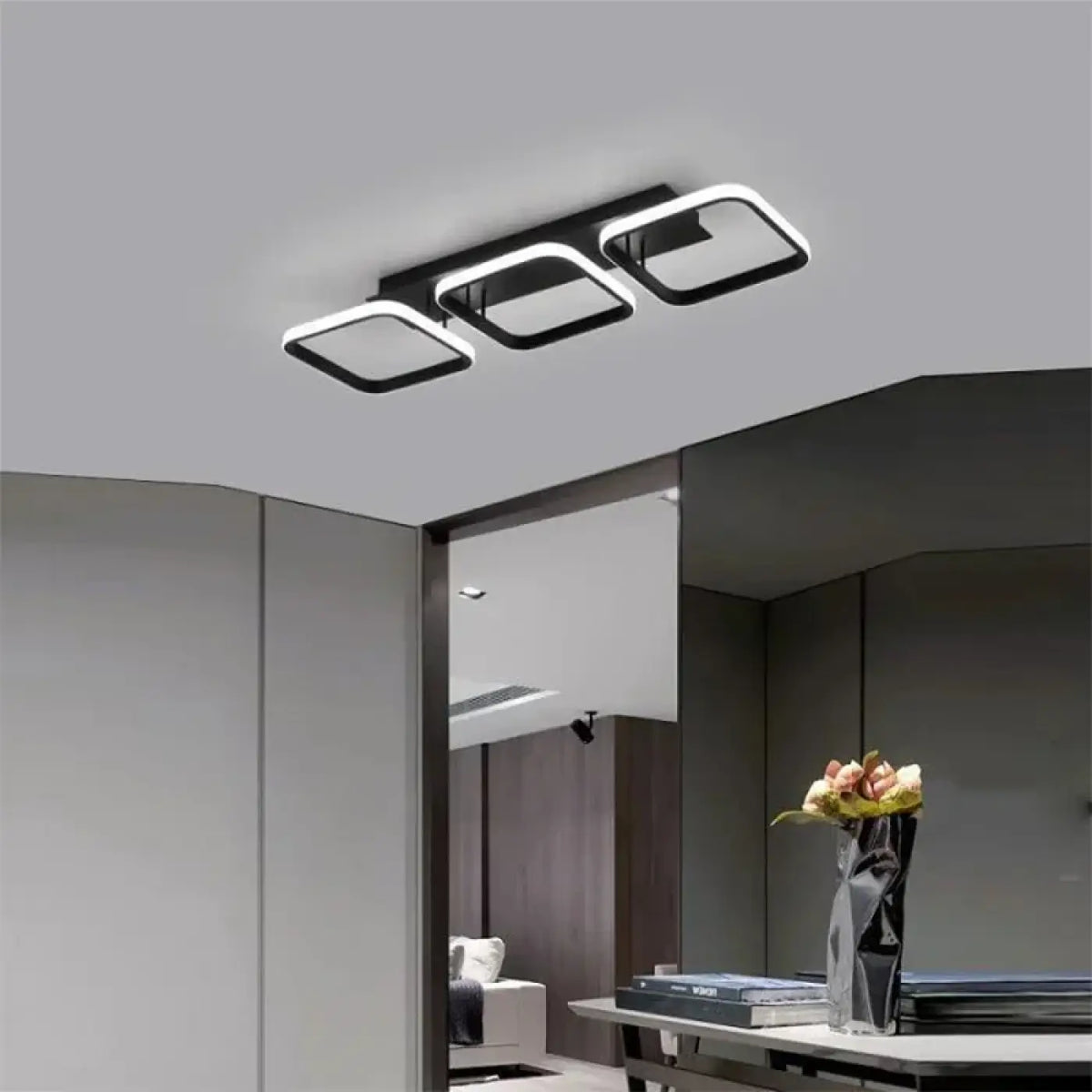 Plafonnier LED minimaliste à cercles ou carrés, 2 ou 3 formes