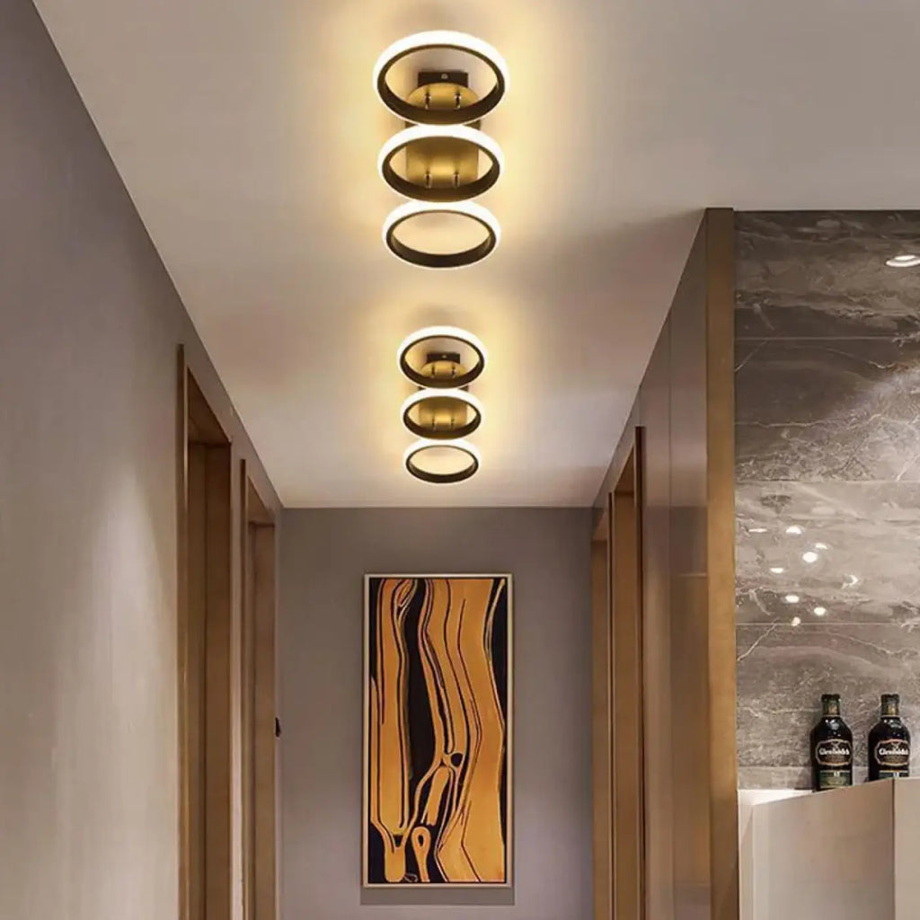 Plafonnier LED minimaliste à cercles ou carrés, 2 ou 3 formes
