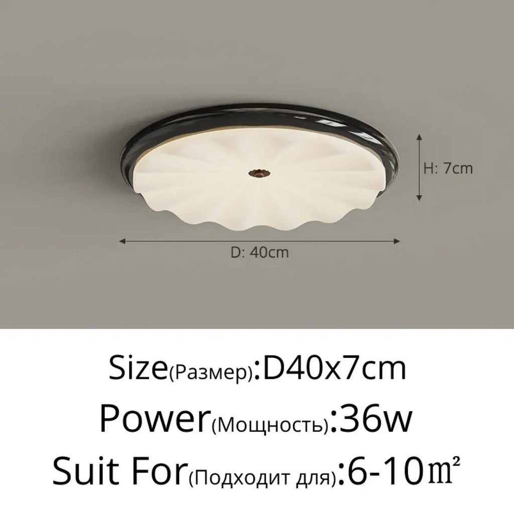 Plafonnier LED en verre ondulé, coloris noir, marron ou blanc, noir