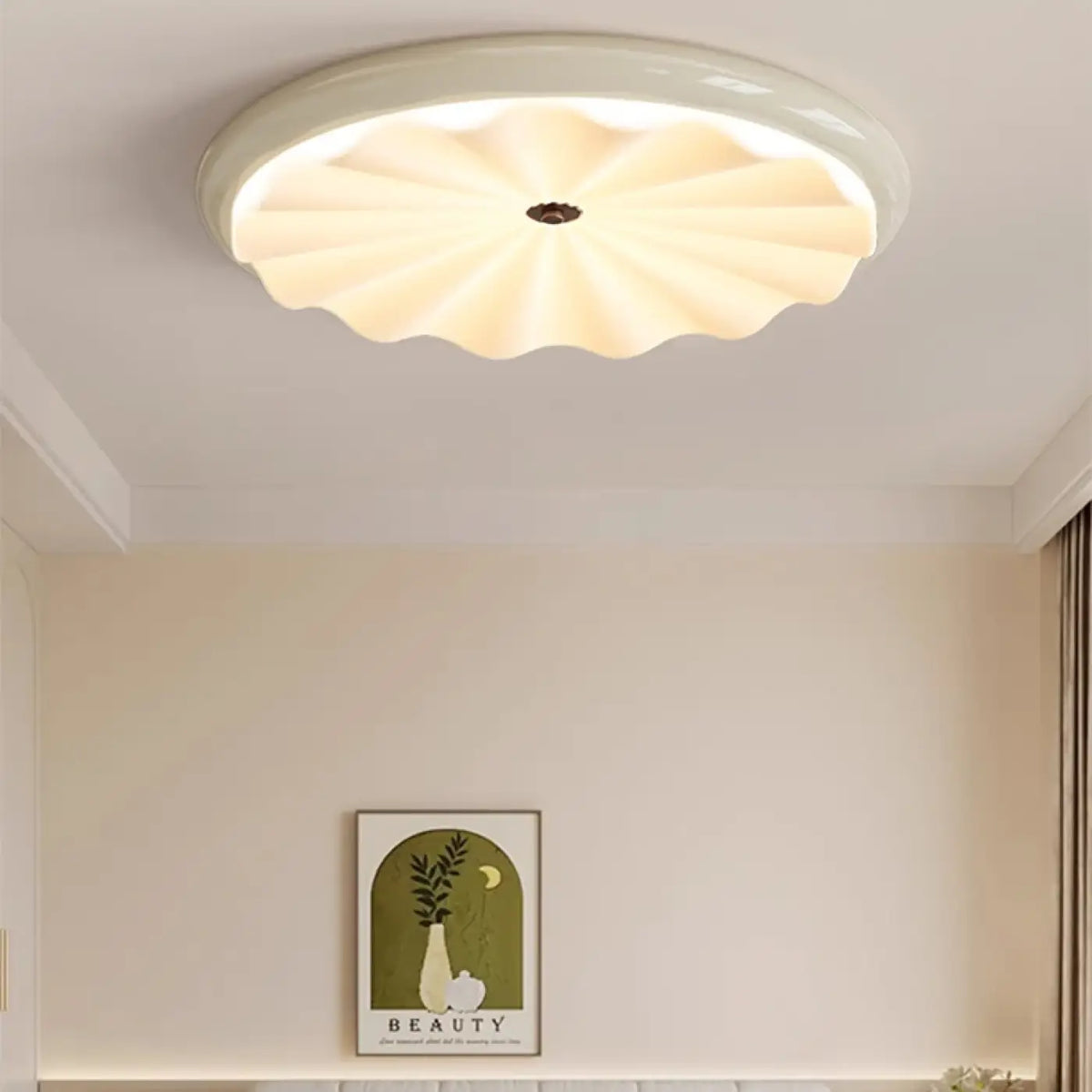 Plafonnier LED en verre ondulé, coloris noir, marron ou blanc