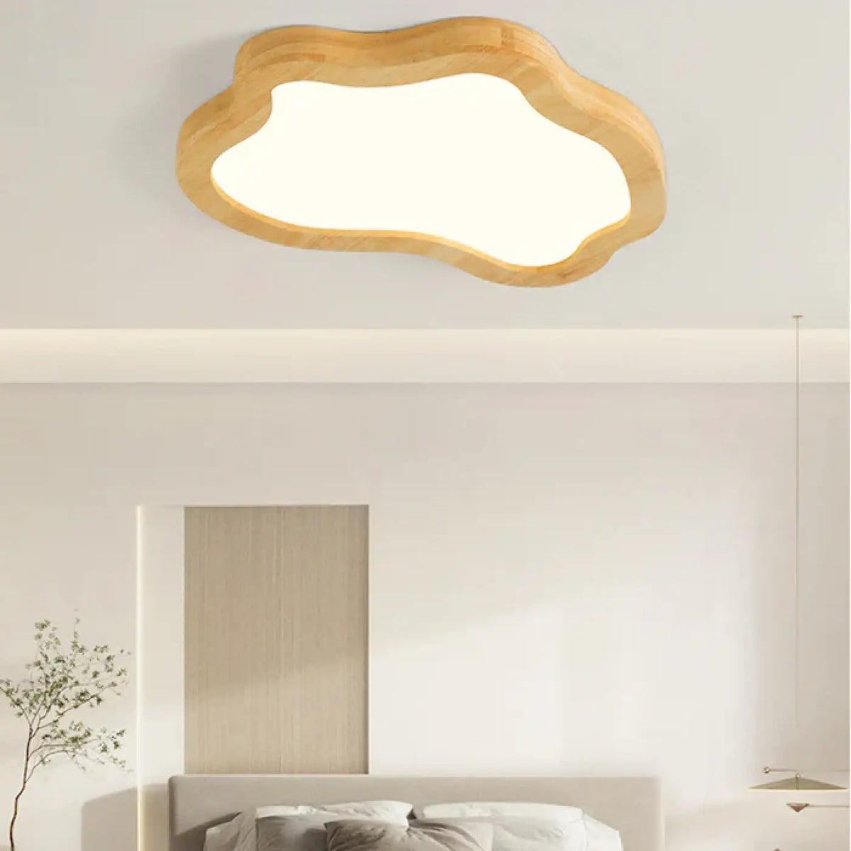 Plafonnier nuage en bois naturel, quatre tailles S à XL