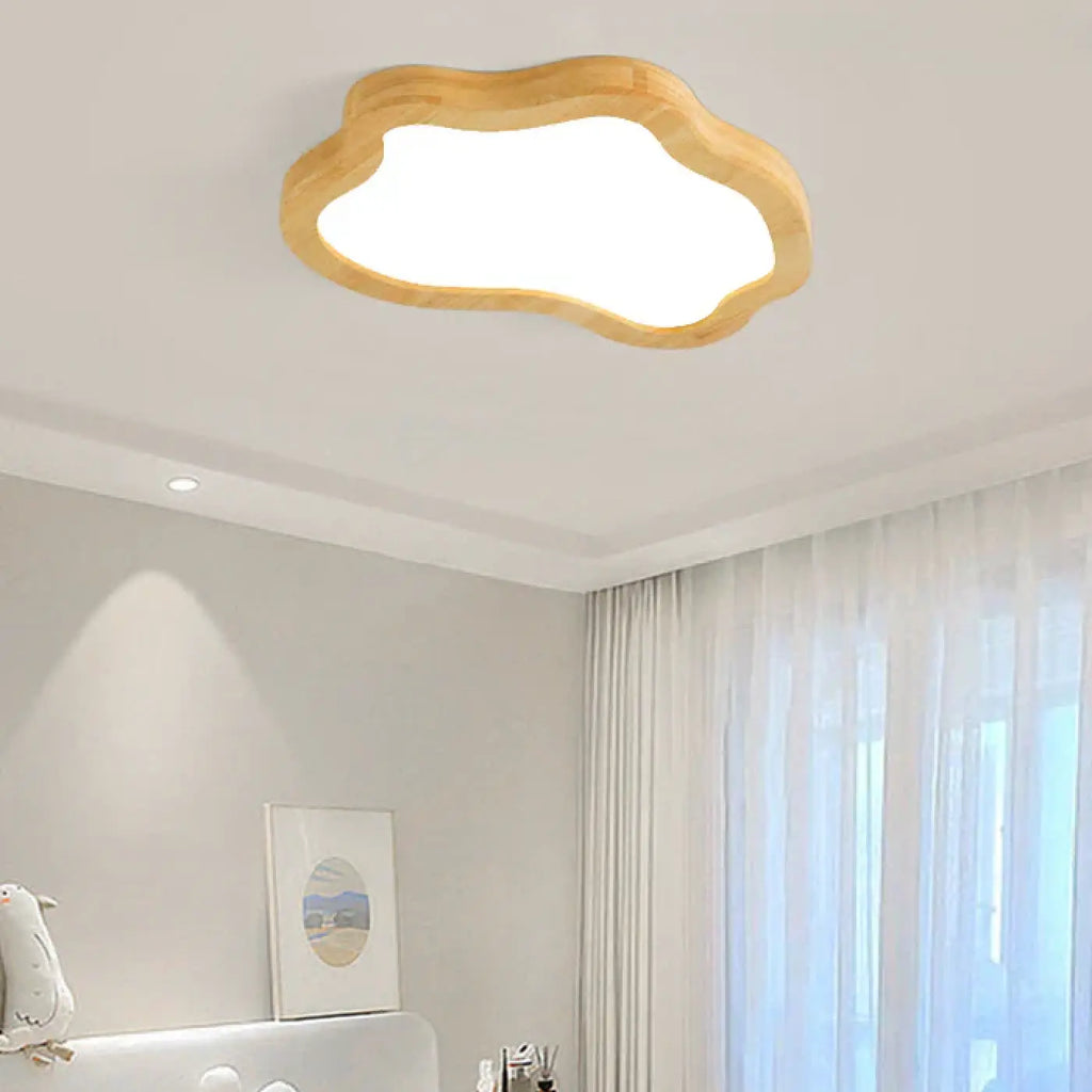 Plafonnier nuage en bois naturel, quatre tailles S à XL