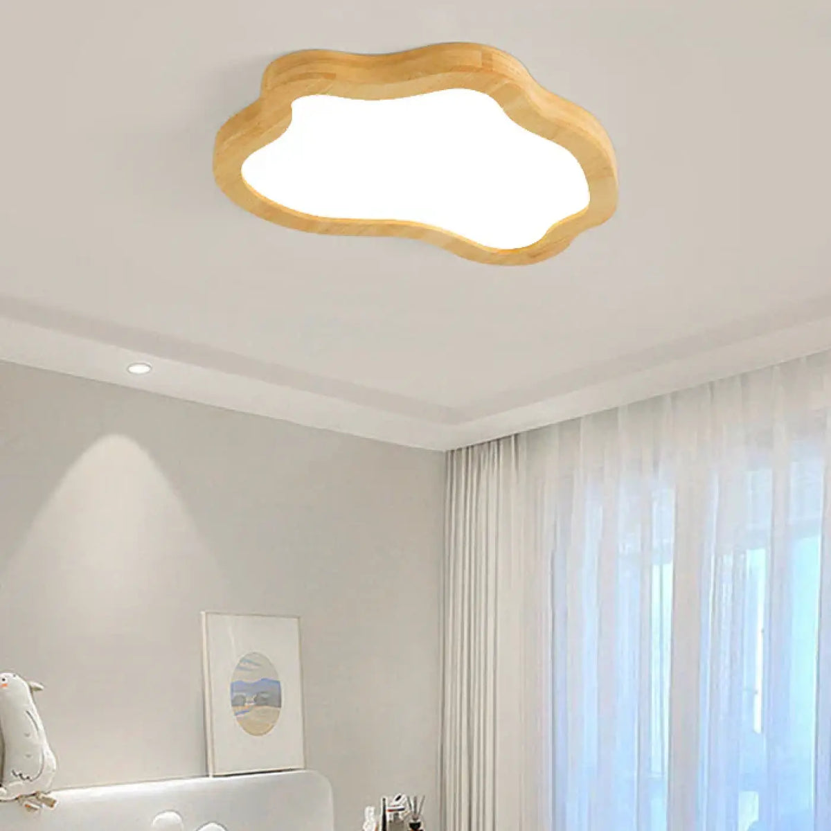 Plafonnier nuage en bois naturel, quatre tailles S à XL