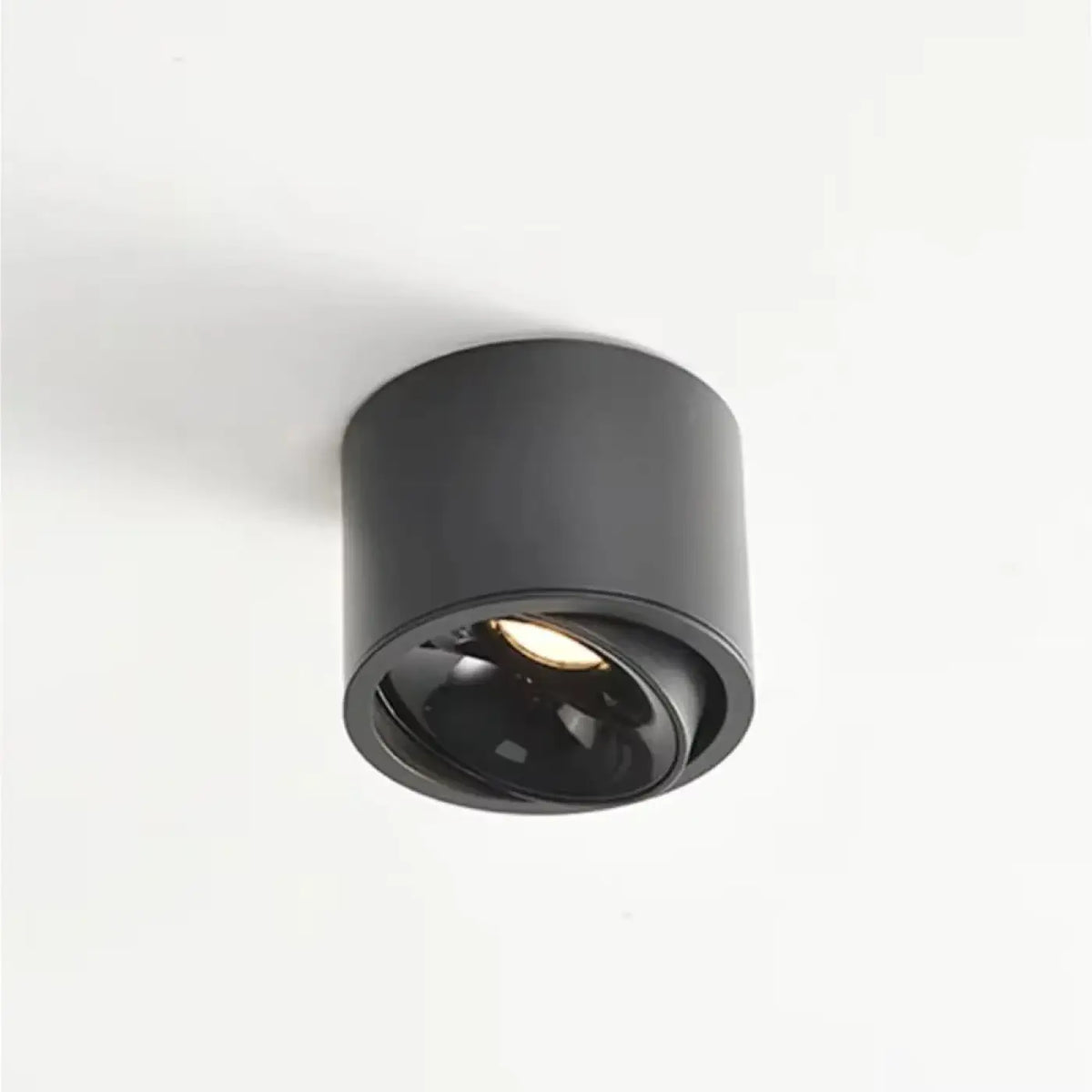 Plafonnier compact à spot orienté, forme cylindrique, noir