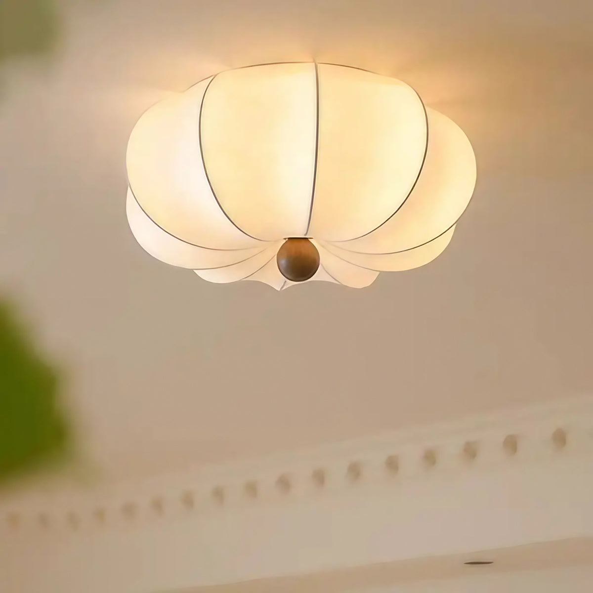 Plafonnier fleur en tissu blanc, tailles S, M et L