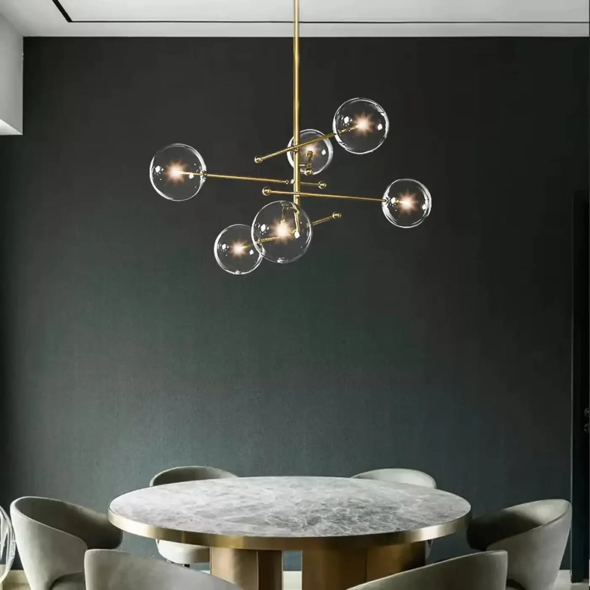 Suspension moderne à sphères de verre, bronze ou noir, tailles S et M