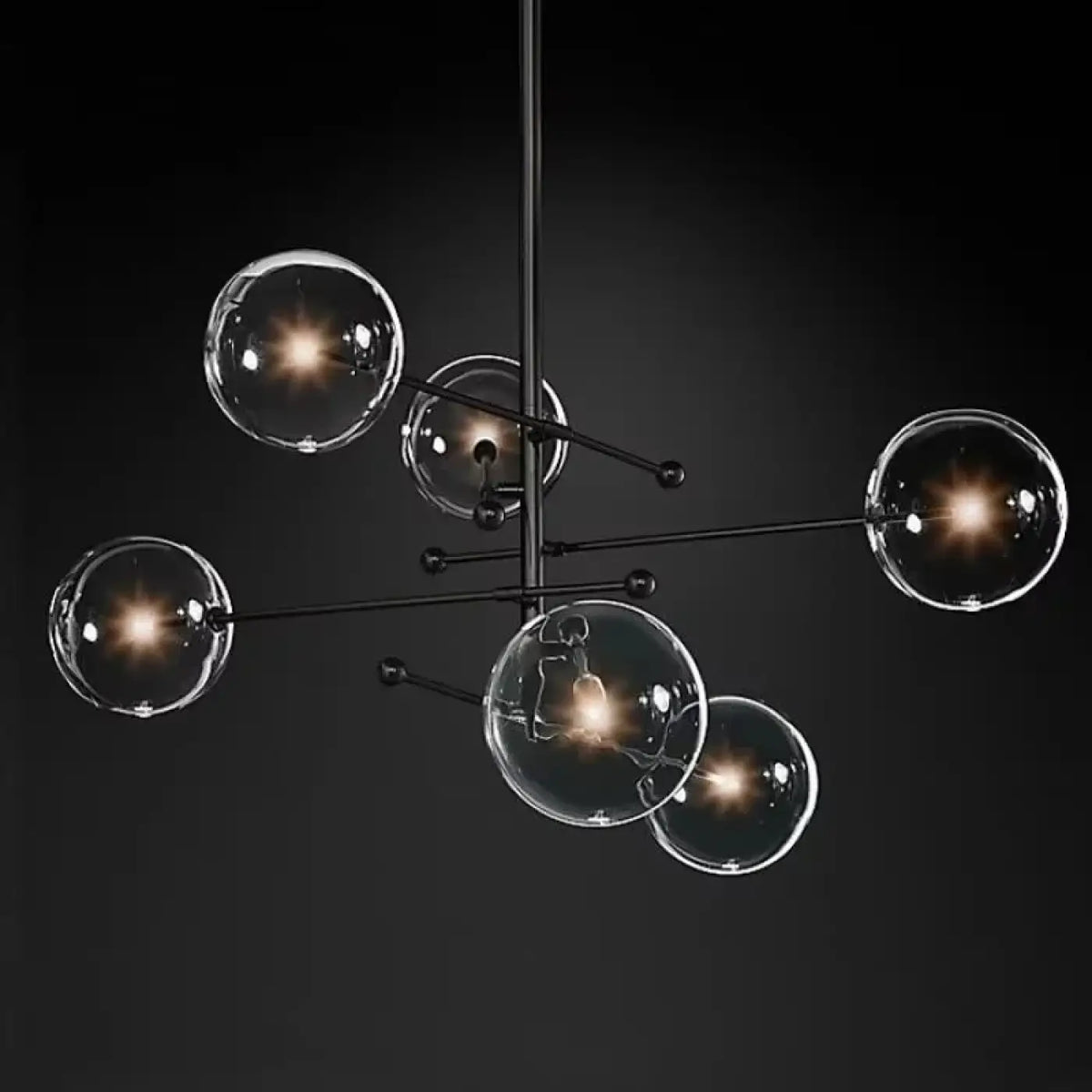 Suspension moderne à sphères de verre, bronze ou noir, tailles S et M, noir