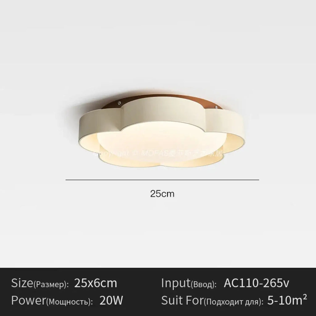 Plafonnier LED en forme de fleur, blanc ou marron, tailles S ou M