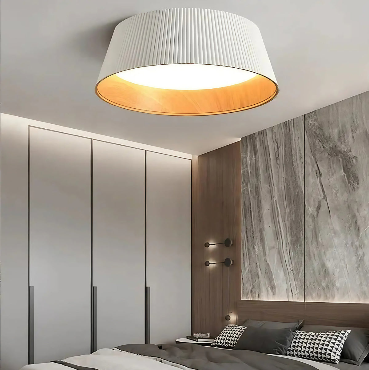 Plafonnier moderne en métal, abat-jour noir ou blanc, blanc
