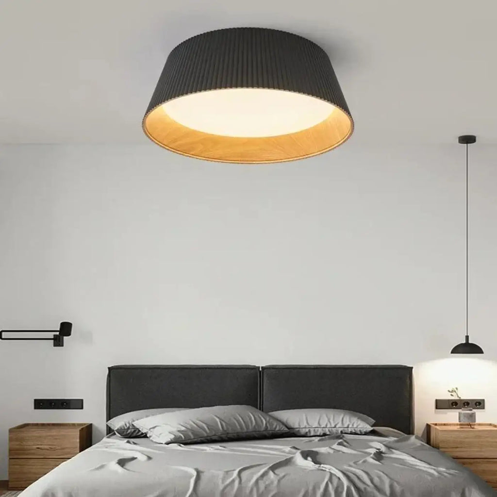 Plafonnier moderne en métal, abat-jour noir ou blanc