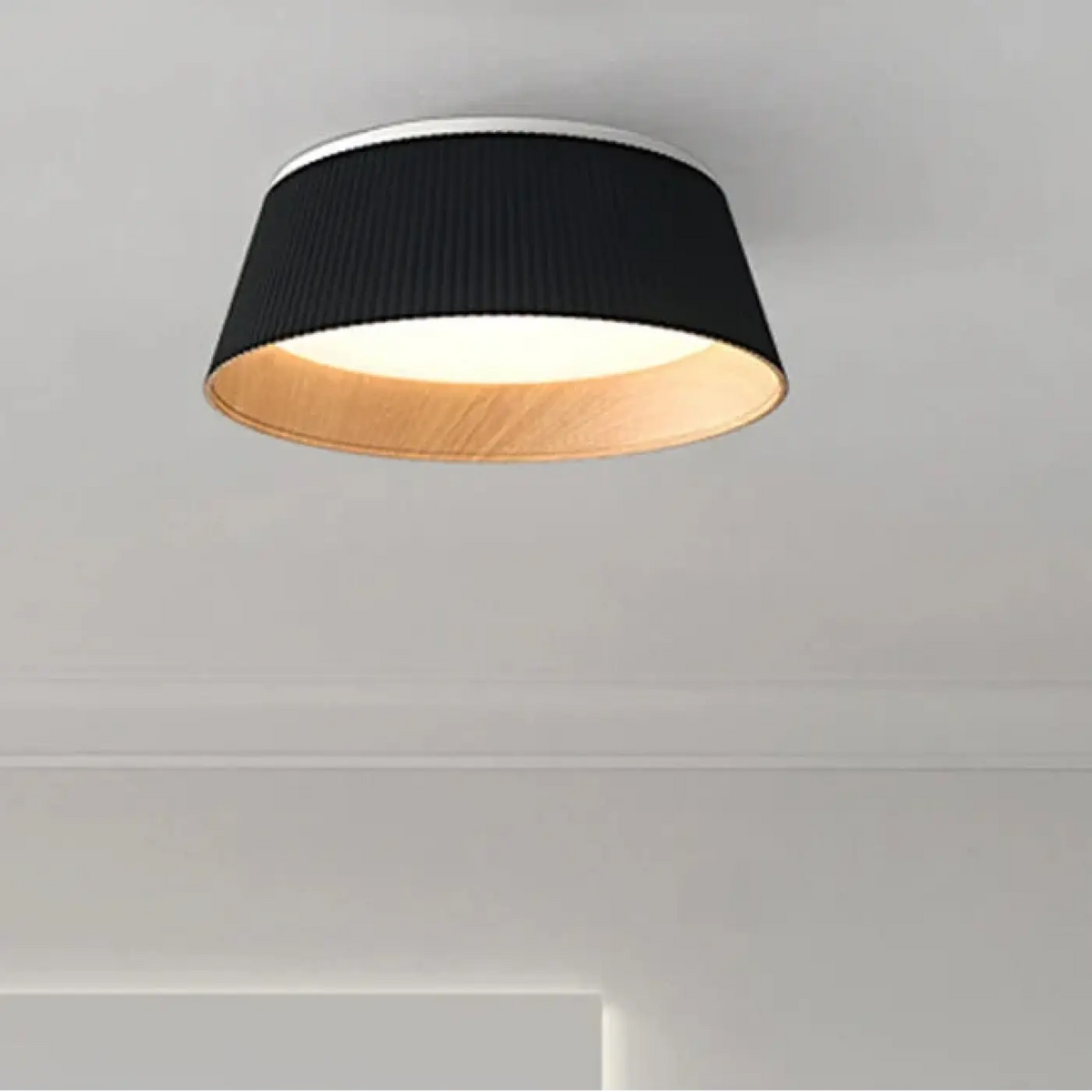 Plafonnier moderne en métal, abat-jour noir ou blanc