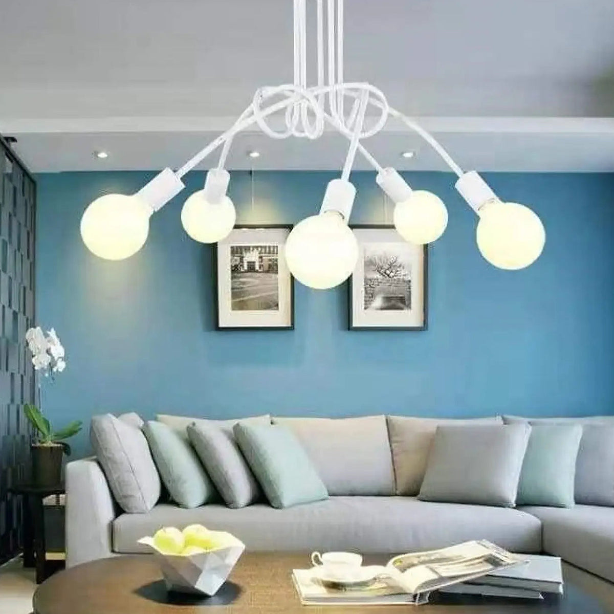 Plafonnier boule moderne, noir, blanc ou doré, blanc