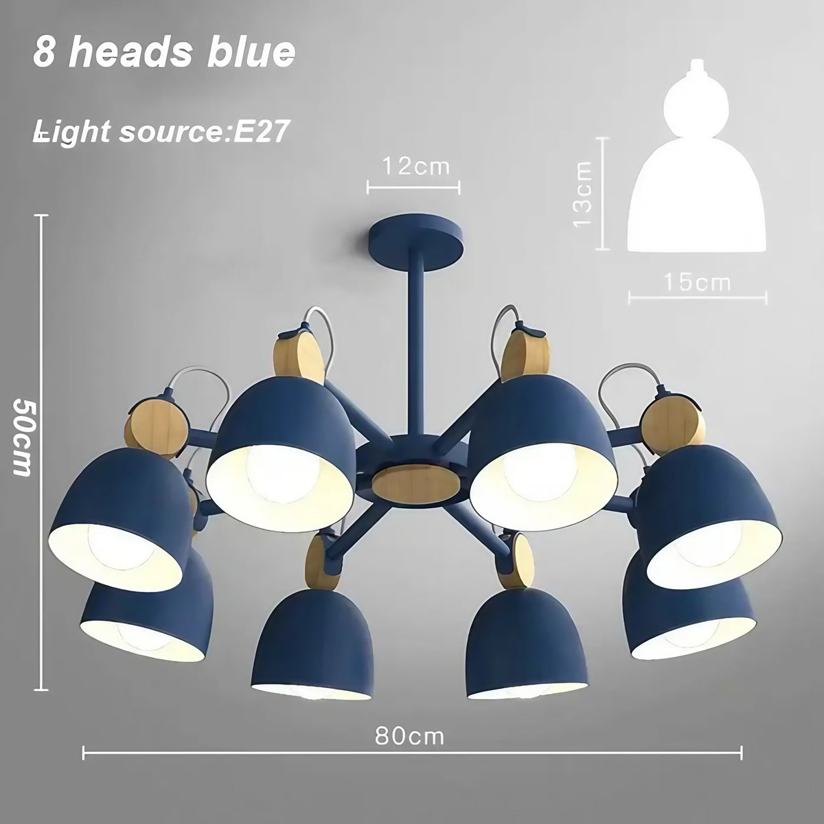 Plafonnier nordique à plusieurs lumières, bleu, blanc ou gris, bleu