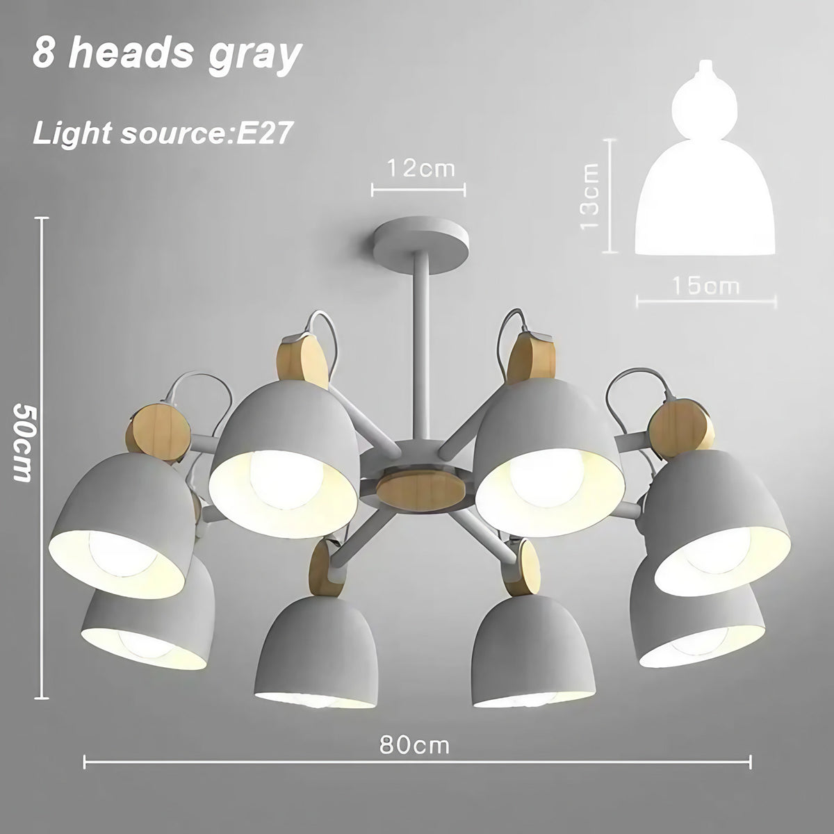 Plafonnier nordique à plusieurs lumières, bleu, blanc ou gris, gris