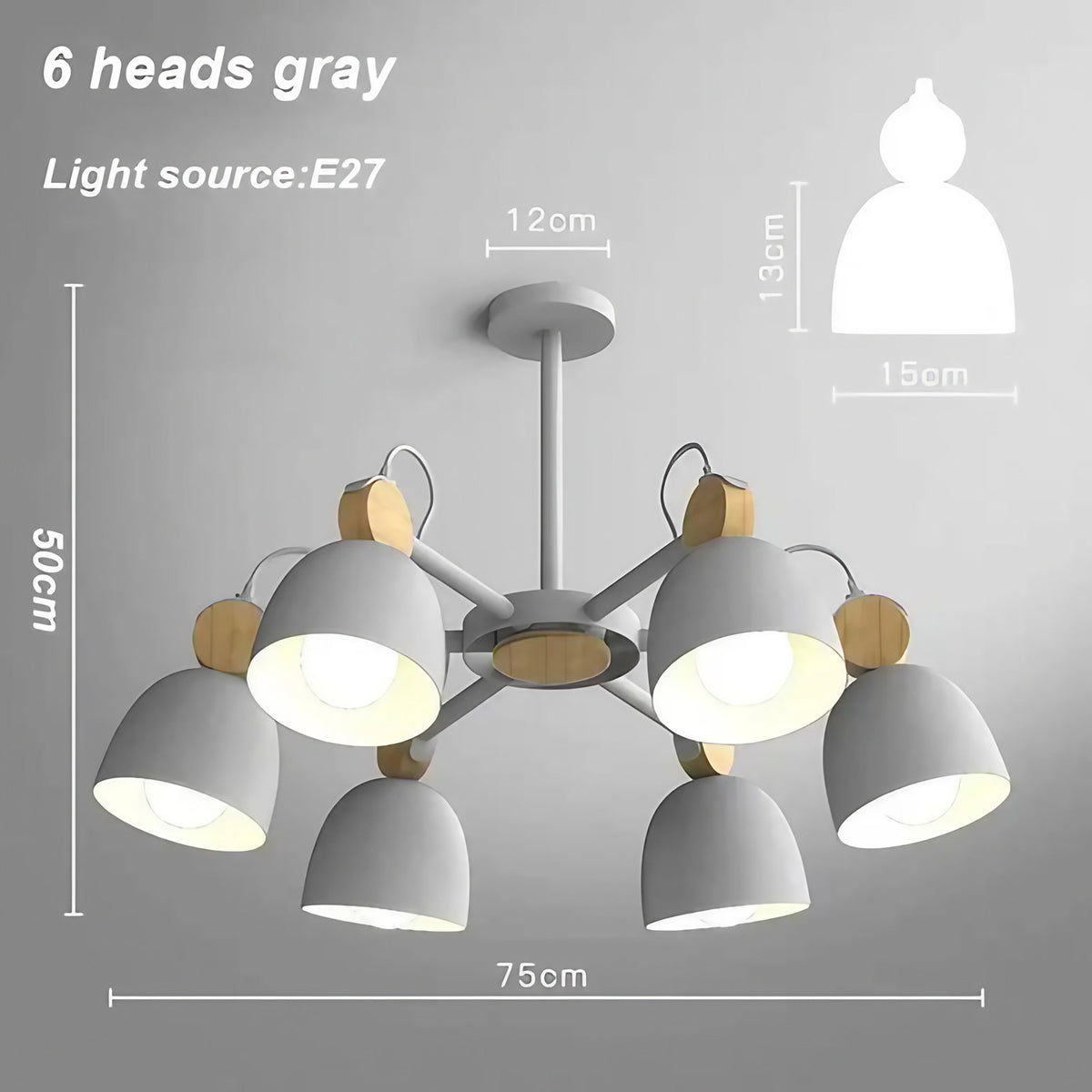 Plafonnier nordique à plusieurs lumières, bleu, blanc ou gris, gris