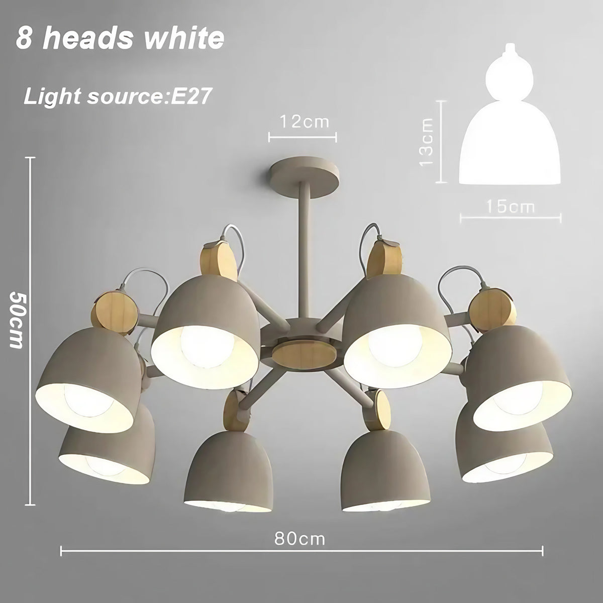 Plafonnier nordique à plusieurs lumières, bleu, blanc ou gris, blanc