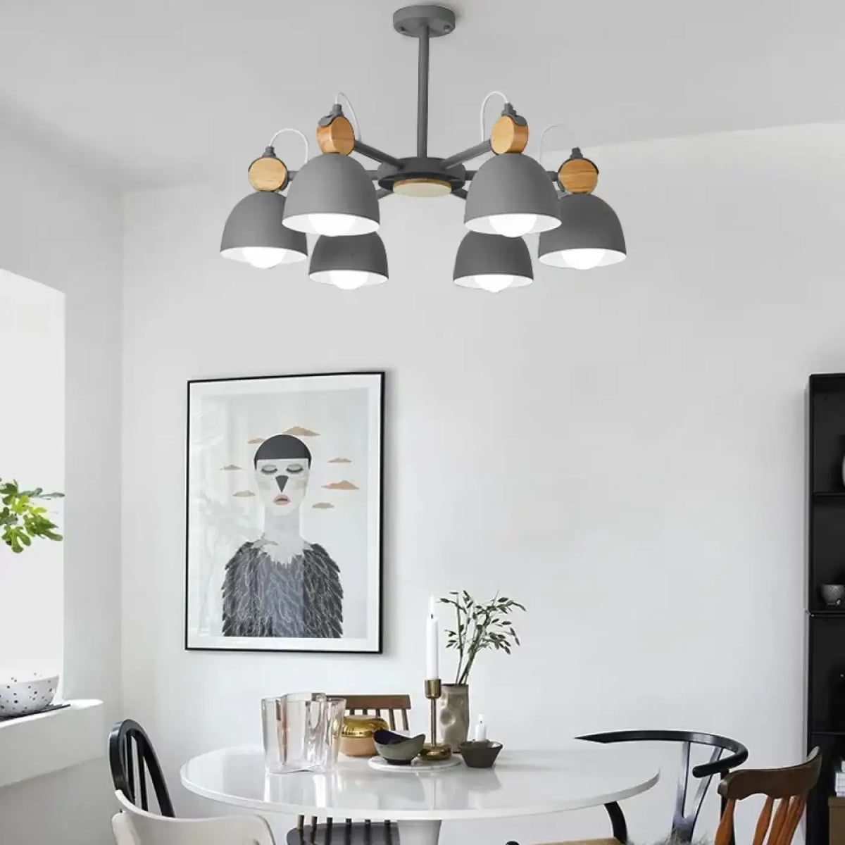 Plafonnier nordique à plusieurs lumières, bleu, blanc ou gris