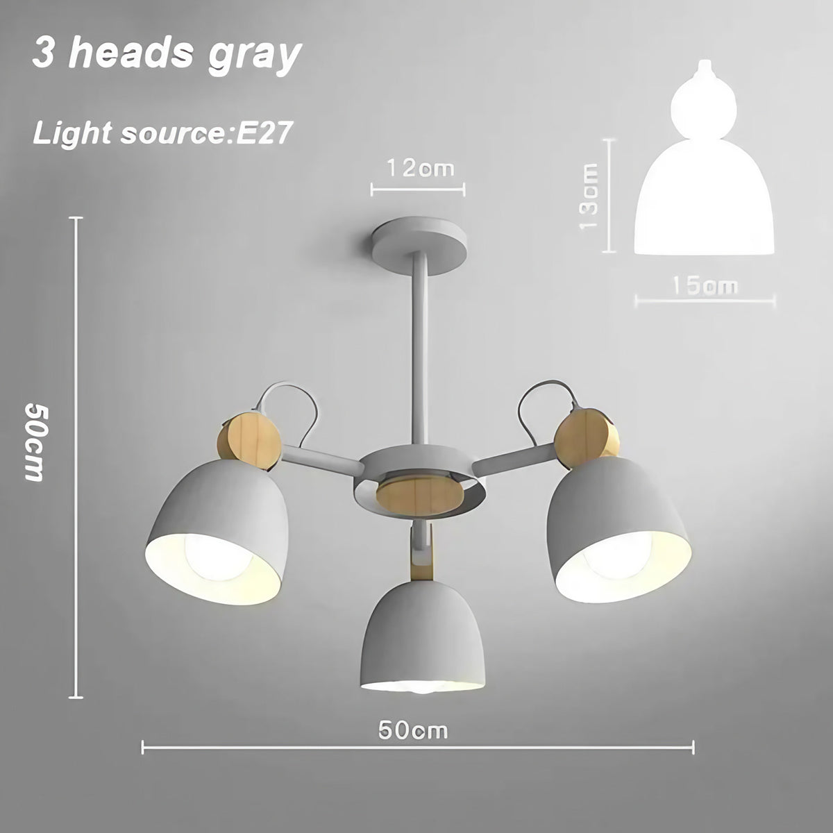 Plafonnier nordique à plusieurs lumières, bleu, blanc ou gris, gris