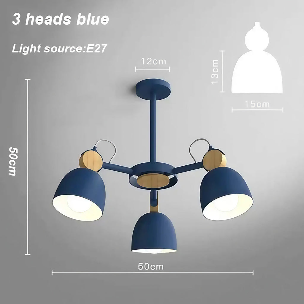 Plafonnier nordique à plusieurs lumières, bleu, blanc ou gris, bleu