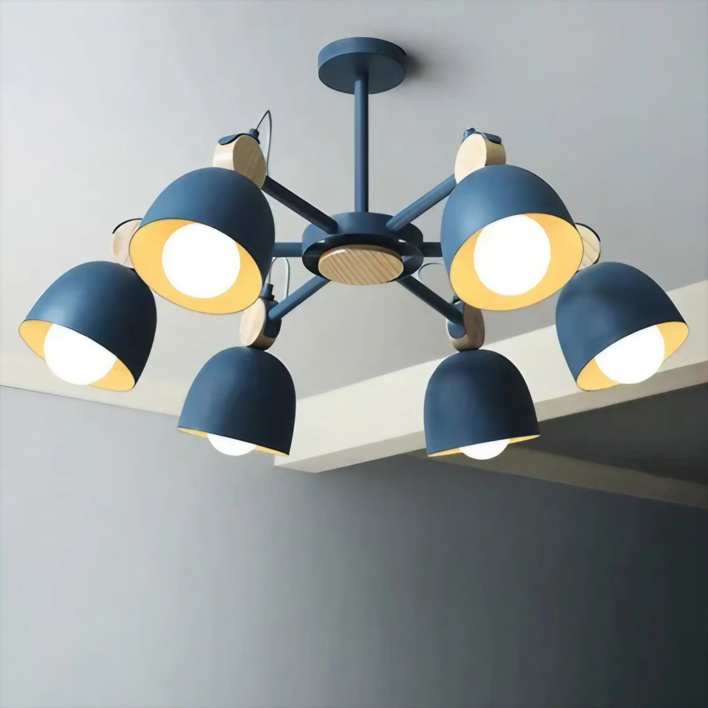 Plafonnier nordique à plusieurs lumières, bleu, blanc ou gris