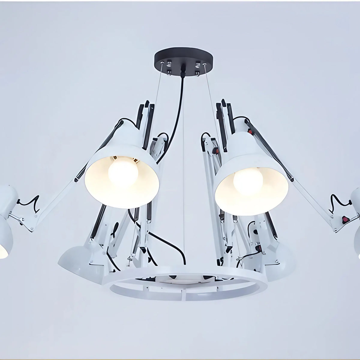 Plafonnier LED moderne à plusieurs têtes, noir, blanc ou rouge, blanc