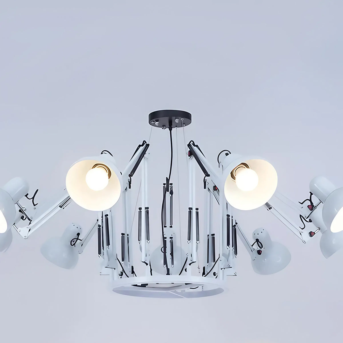 Plafonnier LED moderne à plusieurs têtes, noir, blanc ou rouge, blanc