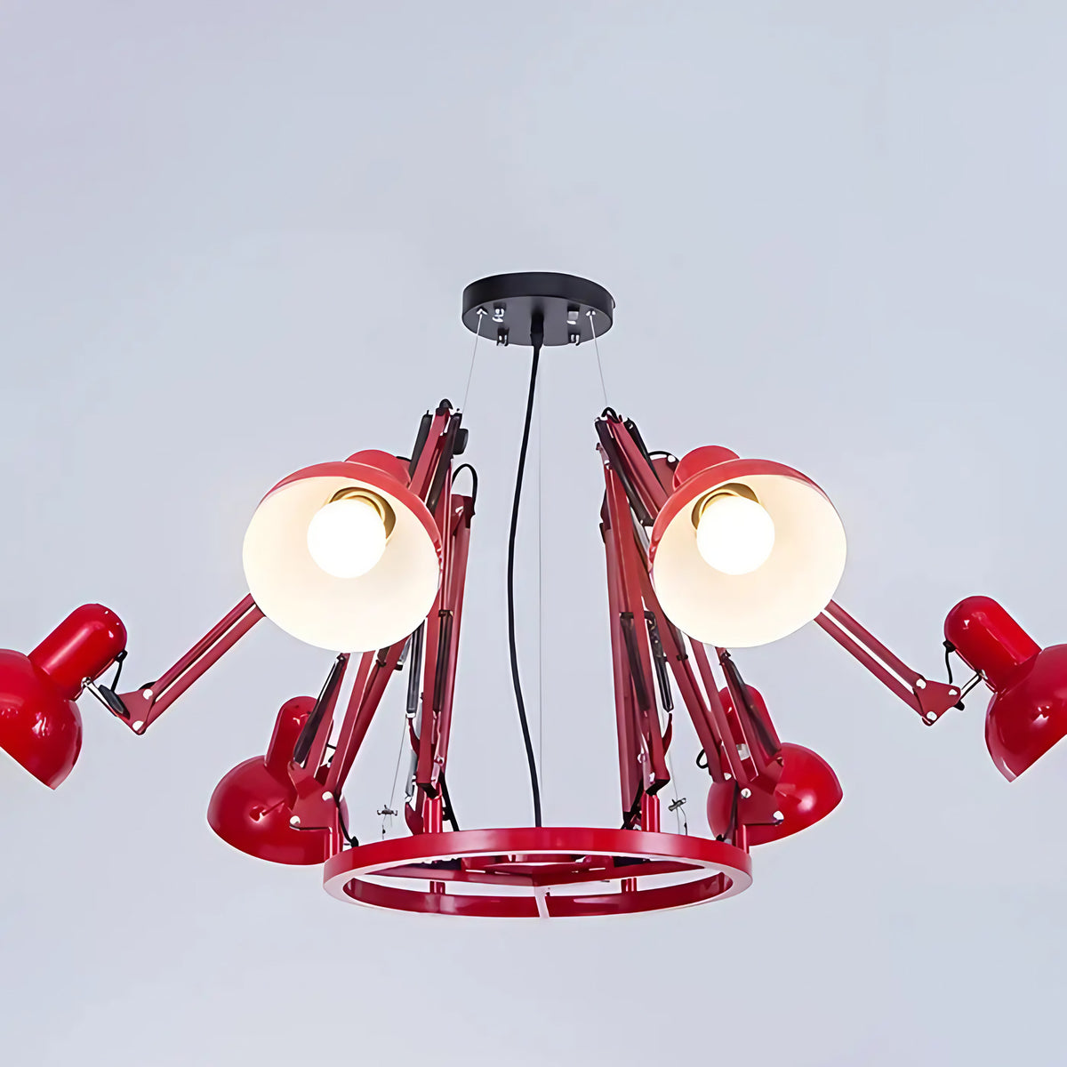 Plafonnier LED moderne à plusieurs têtes, noir, blanc ou rouge, rouge
