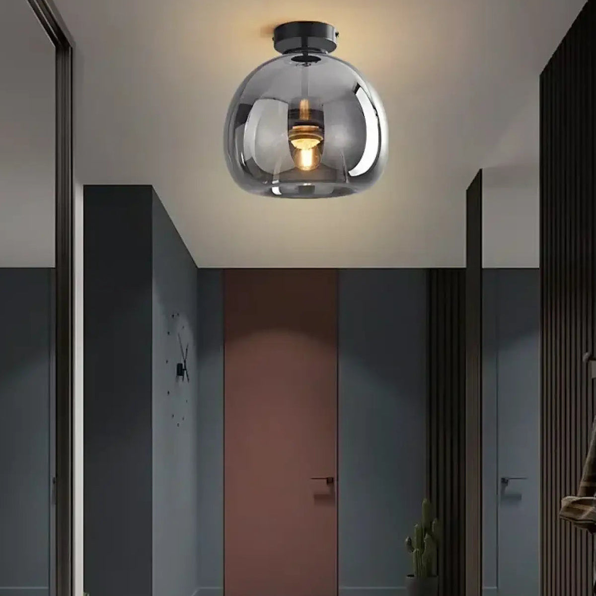 Plafonnier moderne à sphères en verre fumé, doré ou noir, noir